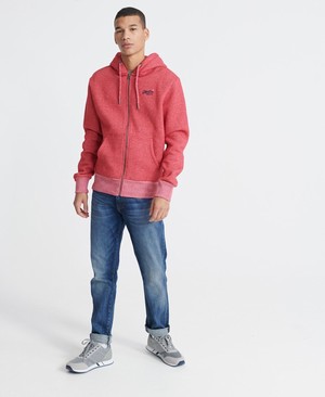 Superdry Orange Label Classic Cipzár Férfi Kapucnis Pulóver Piros | DTNWP4829